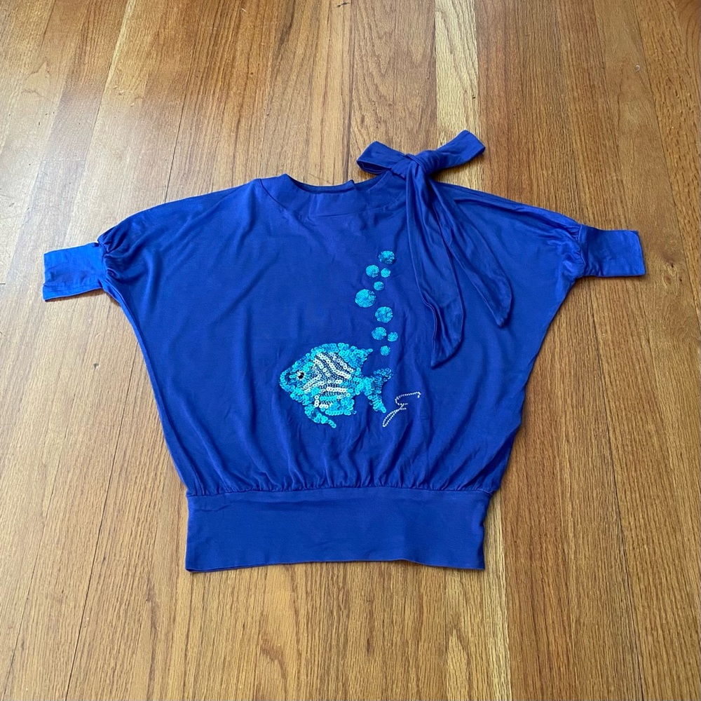 Gattinoni Italy Sequins Fish Girls Top